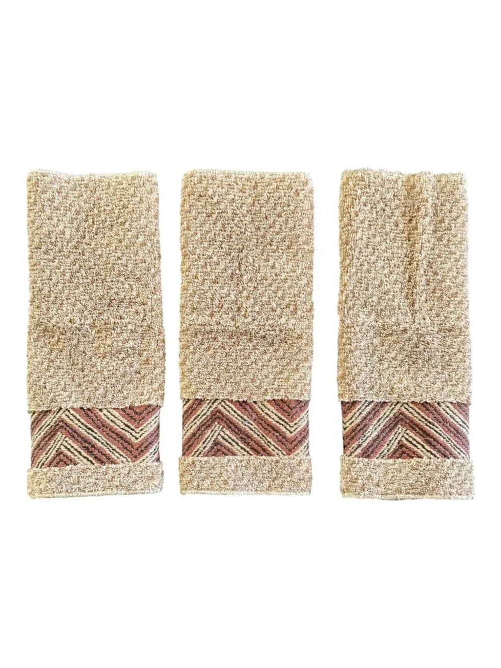 Vintage Ralph Lauren Wash Cloth Set Of Three Chevron Trim